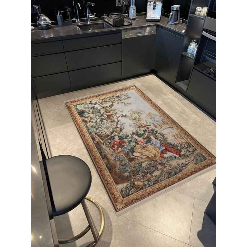 Tapis décoratif multicolore à motif de tapisserie multicolore, Rectangle 2 pi 8 po x 5 pi