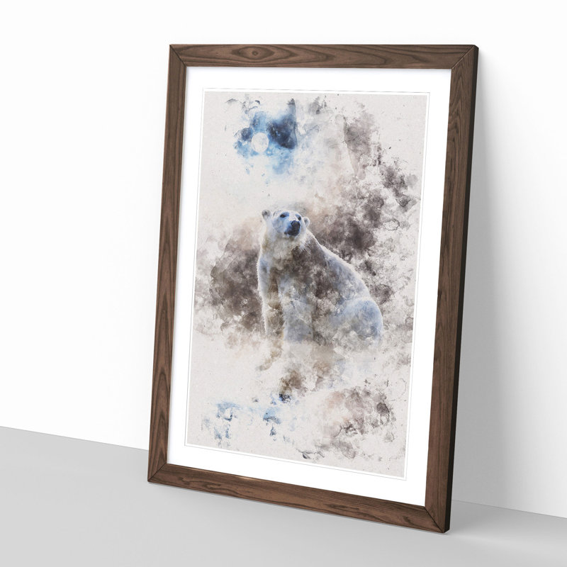 Polar Bear - Picture Frame Painting Print, Walnut Framed, 87cm H x 62cm W x 2cm D