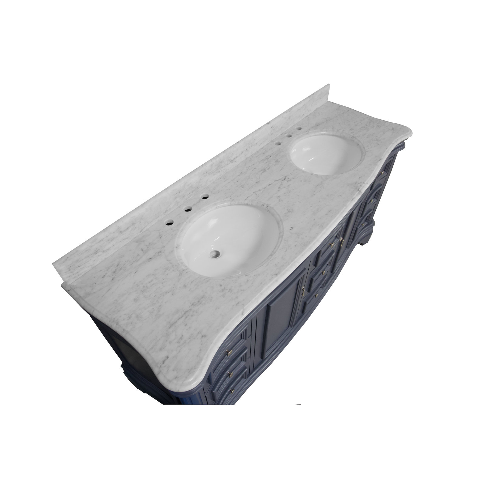 Twain 72" Double Bathroom Vanity Set, Carrara Marble, Marine Gray