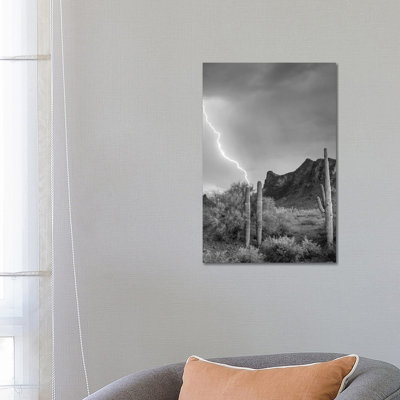 Lightning Over Picacho Peak, Picacho State Park, Arizona - Wrapped Canvas Print