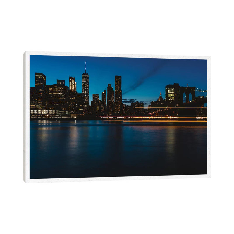 New York Lights II by Bethany Young - Print on Canvas, White Framed, 45.72cm H x 66.04cm W x 3.81cm D