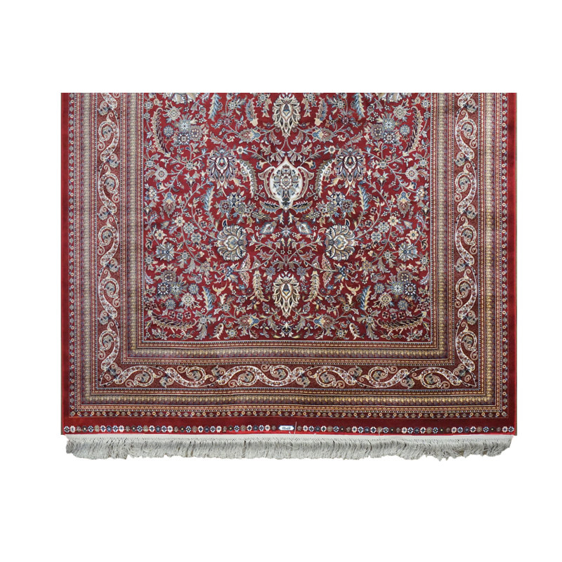 Tapis rouge touffeté en soie 5X8 Hereke