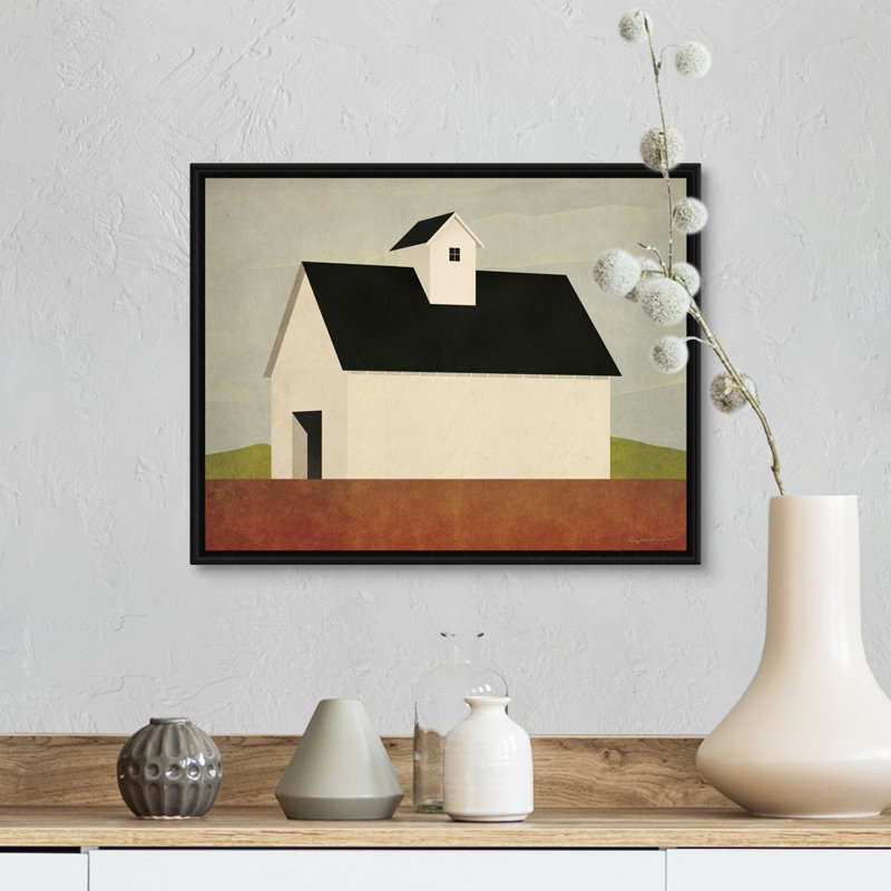 Reproduction d’art graphique sur toile, "Fall Barn" par Mark Adlington, H 13 po x l 16 po x P 1,75 po, Cadre flottant noir