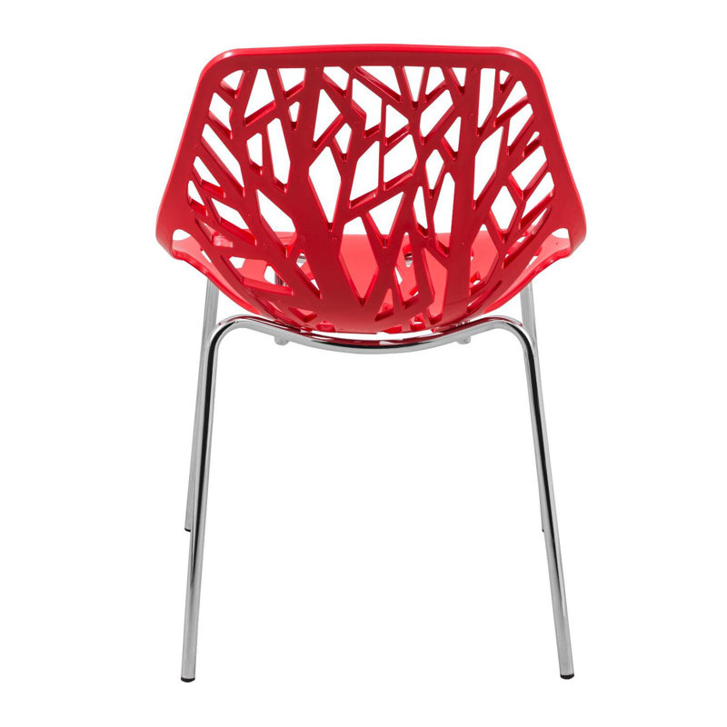 Red Color Side Chair with Chromed Legs