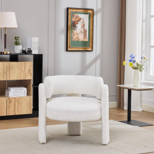 Fauteuil demi-tonneau rembourré en velours Teddy