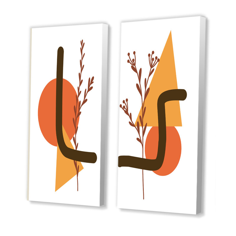 «Scandinavian Abstract Geometric Typographie», ensemble de 2 impressions, Toile tendue, H 20 po x l 24 po x P 1 po