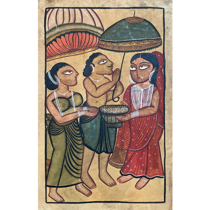 Kalighat prêteur d'argent | Couleurs de pierre sur toile faite à la main