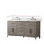 Meuble-lavabo double autoportant de 60 po avec plateau en pierre d'ingénierie Maddison-539678280