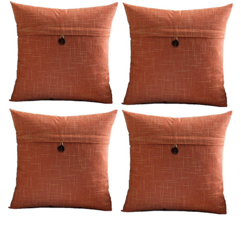 Housses de coussin rétro à un bouton, Orange, H 18 po x l 18 po x P 1 po, Housse de coussin seulement - sans coussin
