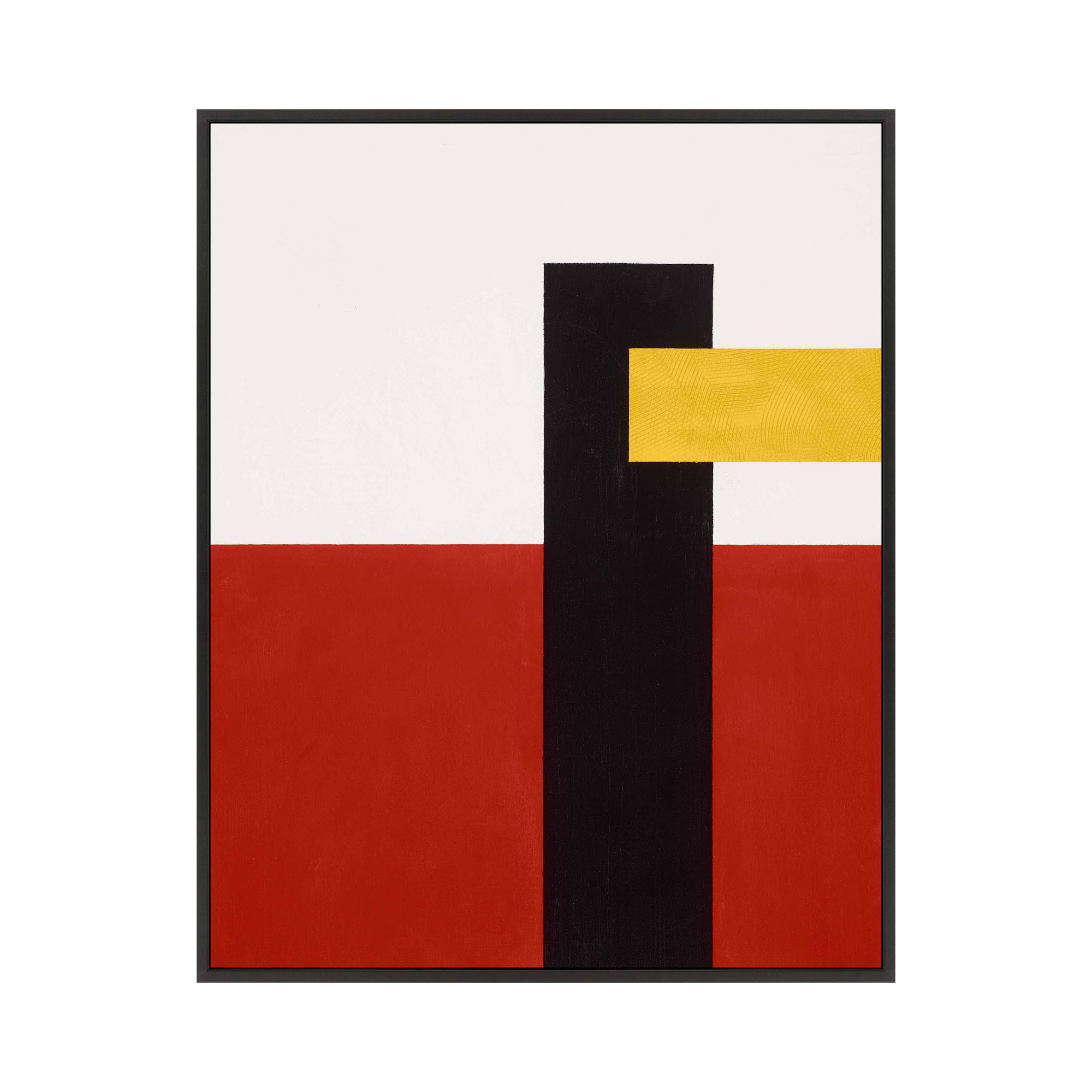 Composition With Yellow 4 by Robert Kamnatnik, 20" H x 16" W x 1.38" D, Black Framed Canvas