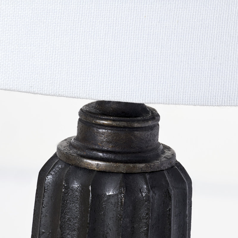 Chapman & Myers Fluted Spire Large Table Lamp, Aged Iron, Fabric