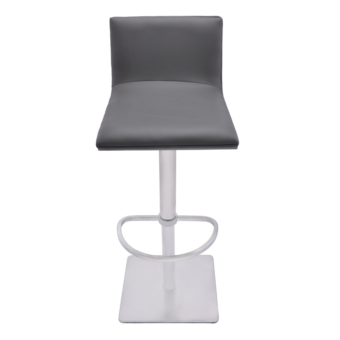 Bjorn Swivel Adjustable Height Upholstered Bar Stool with Pedestal Base in Brushed Stainless Steel Upper Square™ Upholstery 