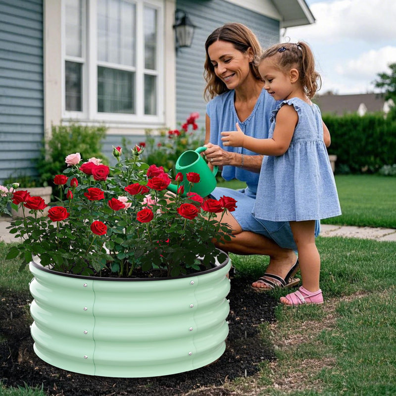 Raised Garden Bed,Galvanized Raised Bed,Garden Boxes Outdoor,Open-Ended Base Galvanized Planter,Planter Raised Boxes,Metal Garden Box for Vegetables, Flowers,Rubber Edge, Planter Garden Boxes Outdoor