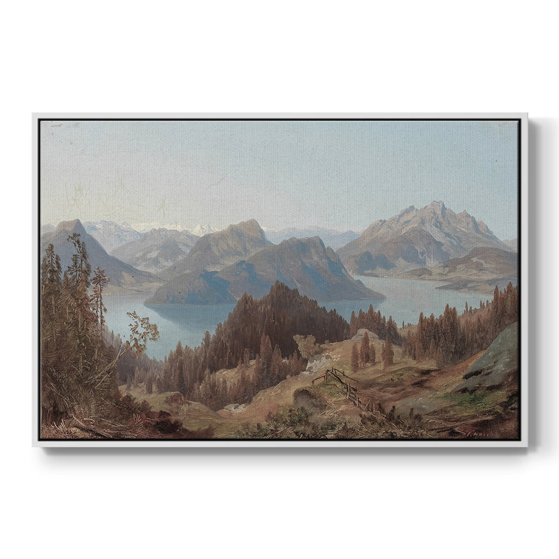 "Vintage Landscape -Dxx" sur toile, Toile encadrée flottée blanche, H 17 po x l 25 po