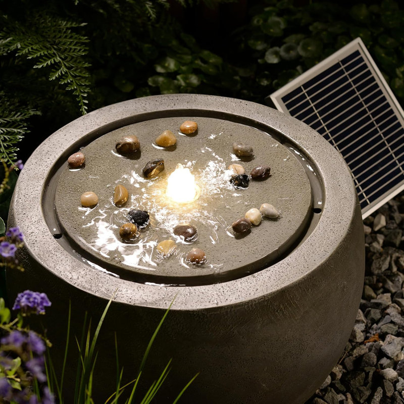 Fountain Outdoor With LED Lights Solar Powered - Garden Water Feature For Patio, Lawn Decor