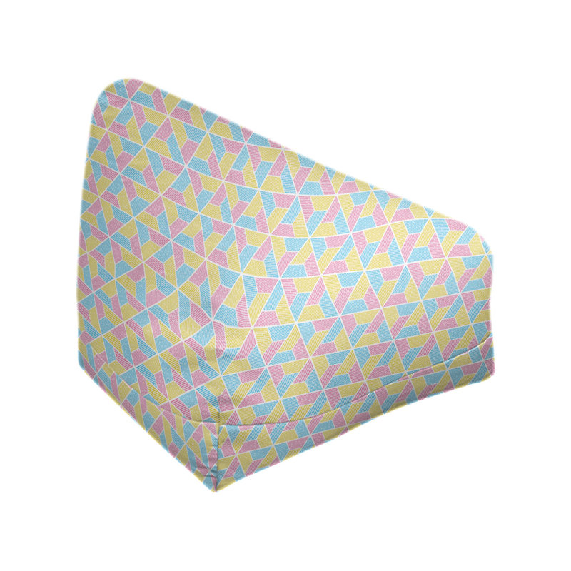 Fauteuil à billes Leffel, H 38 po x L 42 po x P 29 po, Pouf fauteuil, Bleu clair/rose clair/kaki