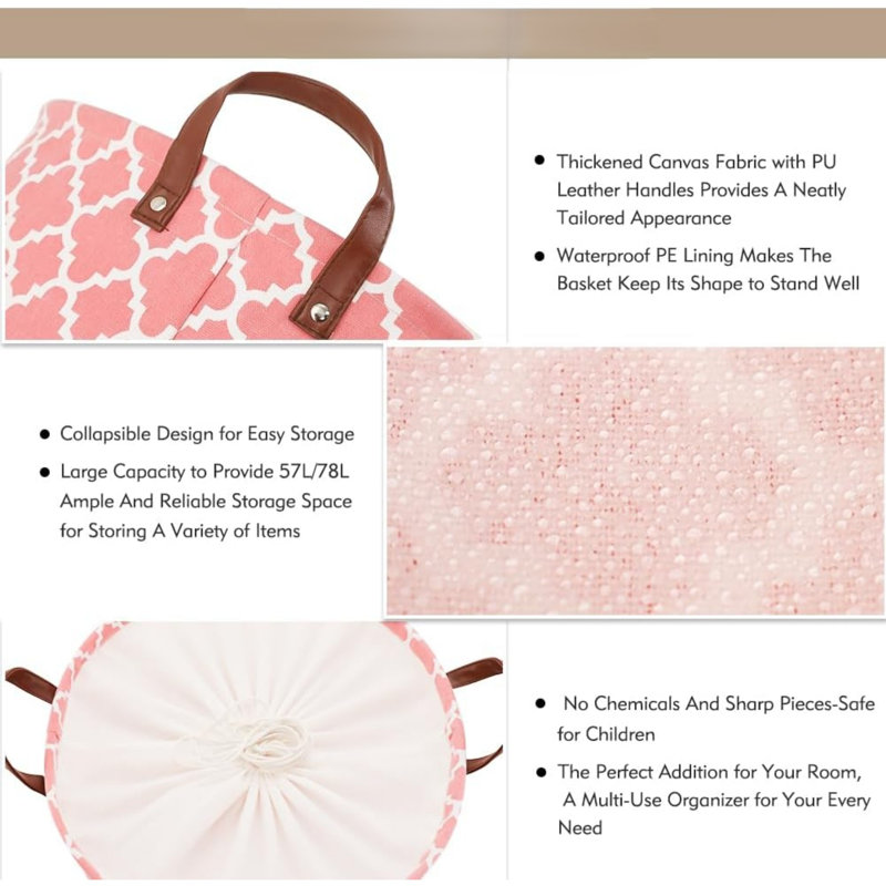 Cotton Laundry Cart, Pink