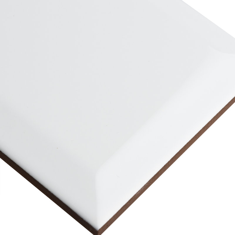 Carreau de céramique biseauté 4 "x 8" Santorini Biselado, Blanc brillant