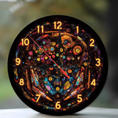Horloge abstraite, toile circulaire
