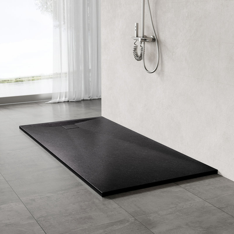 Slip-Resistance 32mm H Rectangular Black Shower Tray, 3.2cm H x 70cm W x 170cm D