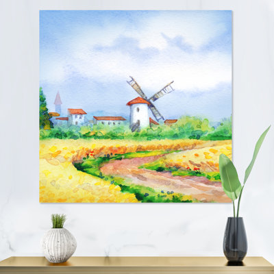 «Old Europe Mill Landscape In Holland - Country», reproduction d'art sur toile