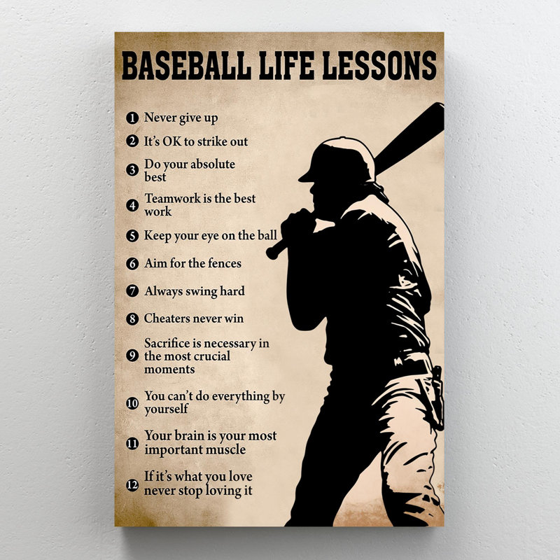 «Dorita Baseball Life Lessons On», impression sur toile, H 36 po x l 24 po x P 1,25 po