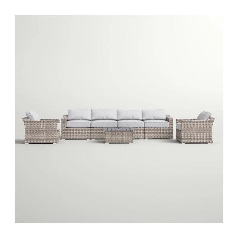 Deitz Outdoor 7-Piece Wicker Conversation Set with Cushions