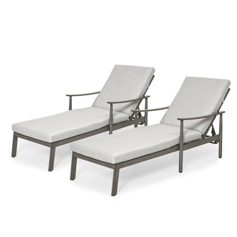 Raik Outdoor Metal Chaise Lounge Set , Cushion Included, Gray Cushion/Brown Frame