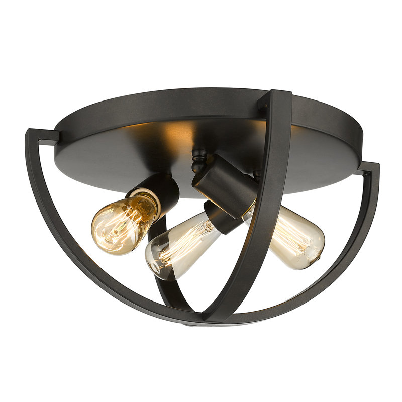Plafonnier encastré 3 lumières 14,13 po Petitt, Bronze étrusque