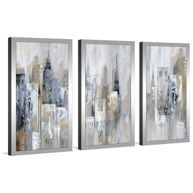 «Bay City Reflection» par Nan - impression de cadre photo unique de 3 pièces, H 33,5 po x l 52,5 po x P 1 po