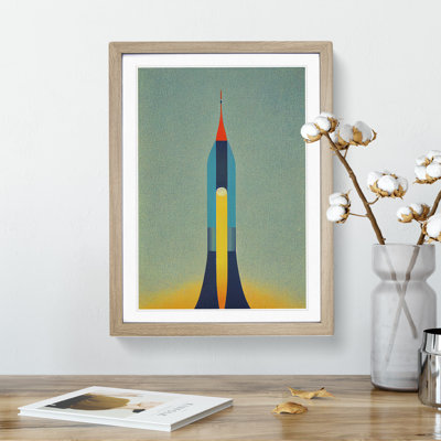 XV1022-4012X Spaceship Rocket Vintage Art No.4 - Single Picture Frame Print