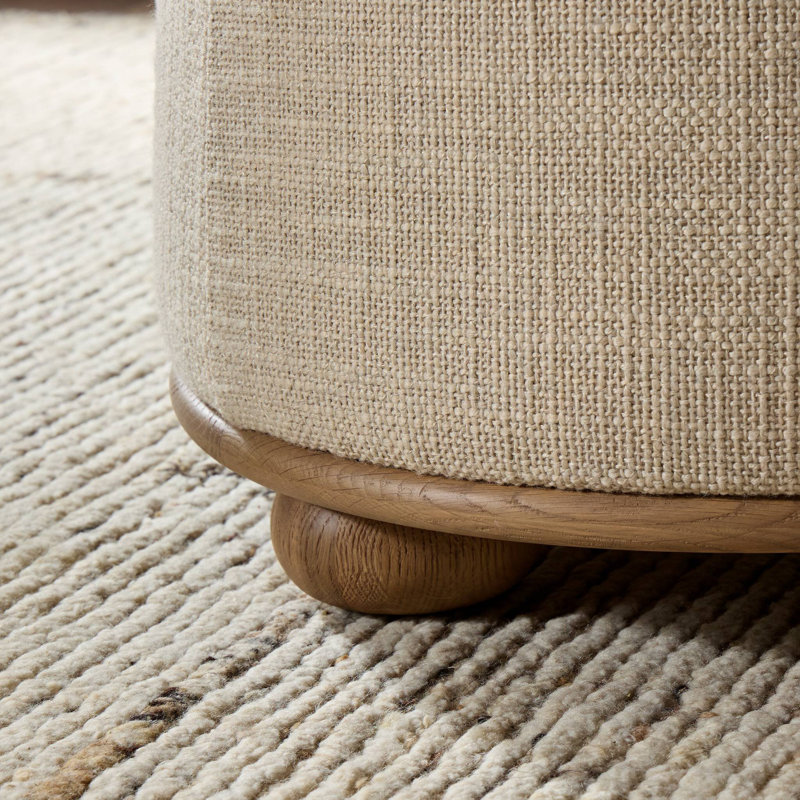 BILBURY Round Ottoman, Sand Textured Performance Basketweave