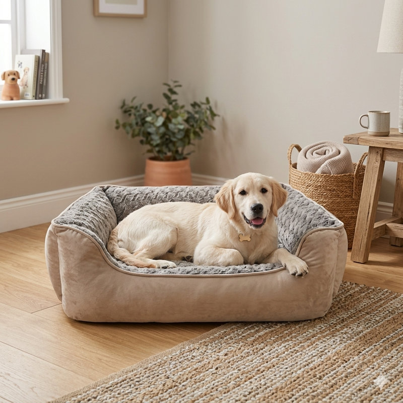 Lit pour chien JOEJoy, Beige, Petit (l 20 po x P 19 po x H 6 po)