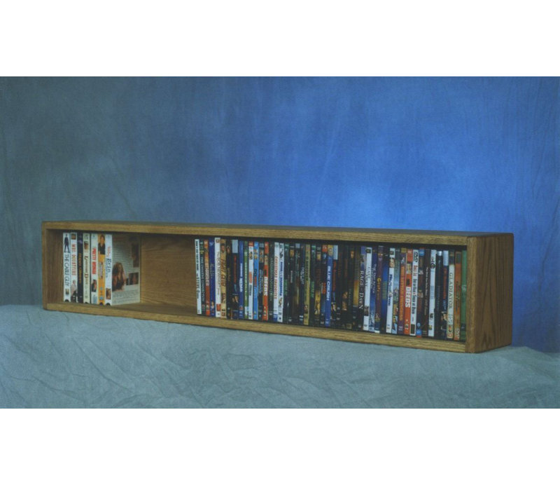 Shelf-Style Wooden CD/DVD/VHS Rack - 10 Series, Natural, 9.5" H x 52" W x 6.75" D