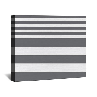 Gray White Horizontal Stripes Canvas Gallery Wrap in Many Sizes