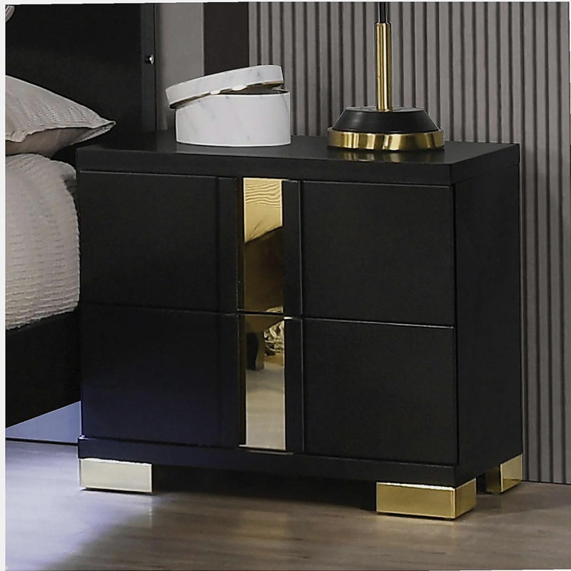 Mobilier de chambre à coucher contemporain noir et doré