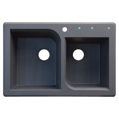 Radius 33.06'' L Double Bowl Kitchen Sink