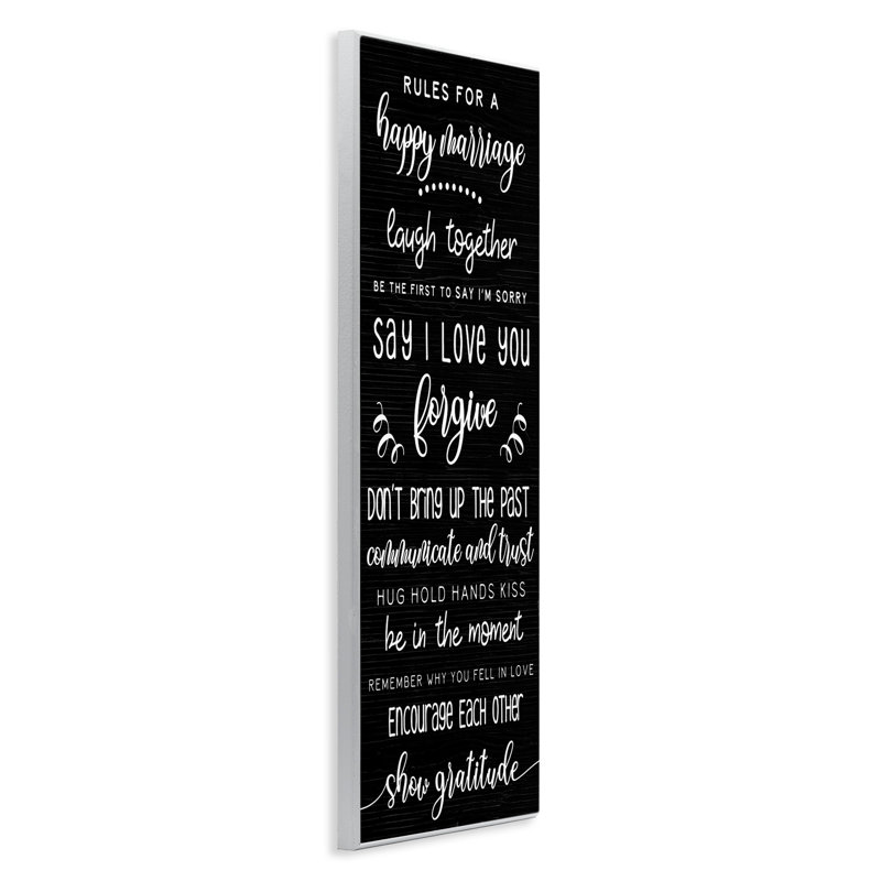 Règle pour un mariage heureux - signe du pays - noir et blanc