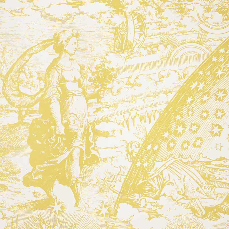 Schumacher x Johnson Hartig Modern Toile Wallpaper, Yellow