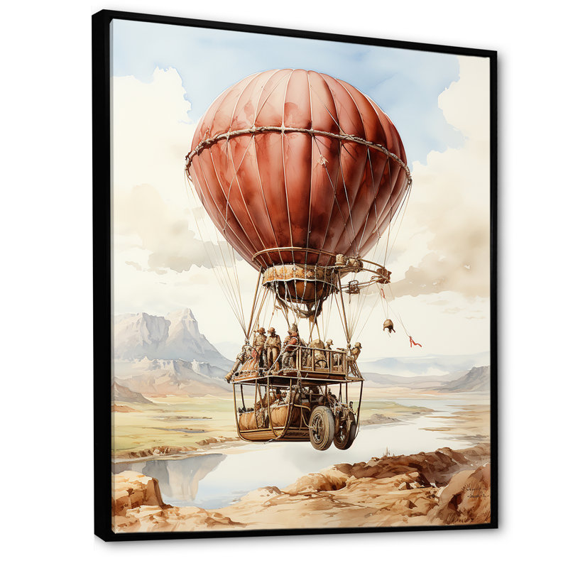 Ballon à air chaud dessert, Cadre flottant noir, H 44 po x l 34 po x P 1,5 po
