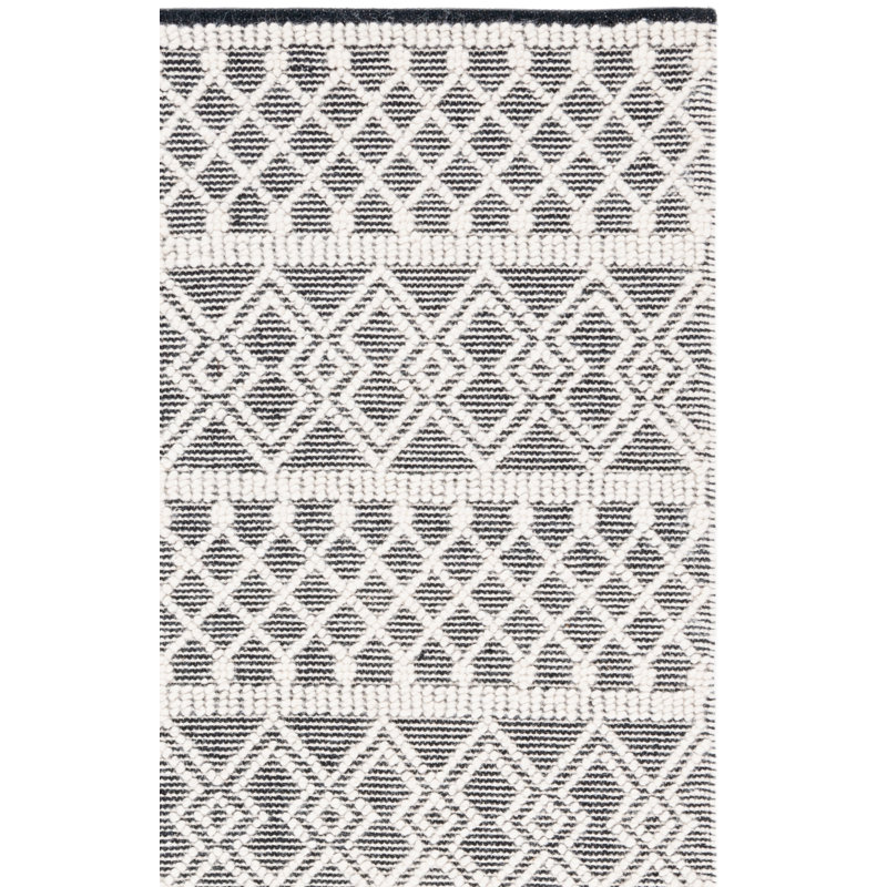 Jacques Hand Woven Wool/Cotton Southwestern Rug in Ivory/Black, Rectangle 5' x 8'