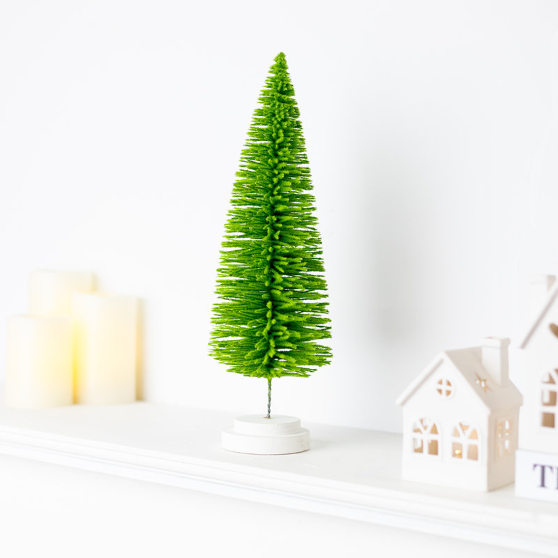 Mini-sapin de Noël artificiel avec brosse à bouteille, 14 po, vert fougère
