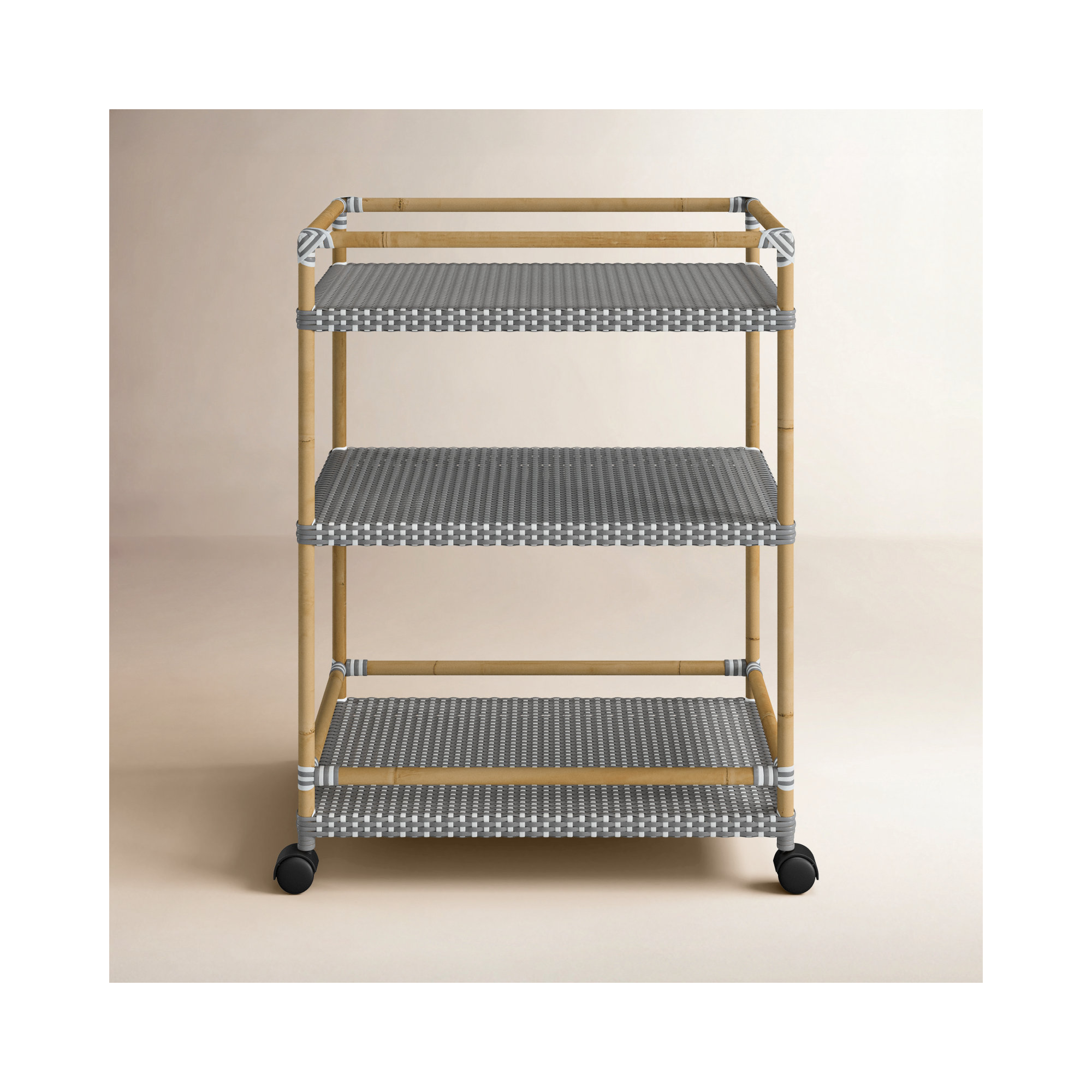 Ellie Bar Cart with Metal Outer Material, Gray/White