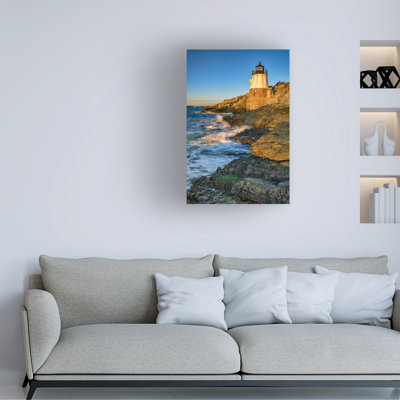 Wrapped Canvas Wall Art - Rick Berk 'Evening at Castle Hill Lighthouse' Wall Art for Living Room, Bedroom, or Office Décor  - 30x47