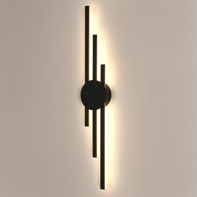 3-Light 58Cm Black Flush Mounted Sconce