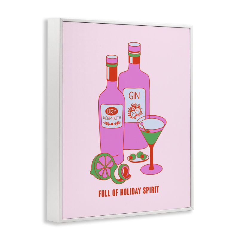  «Funny Holiday Spirit Drinks», art de la giclée encadrée par House of Lulu, H 20 po x l 16 po