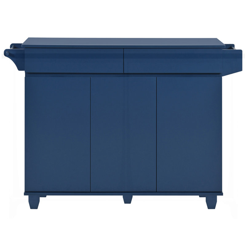 53.2'' Kitchen Island with Drop Leaf, Navy Blue