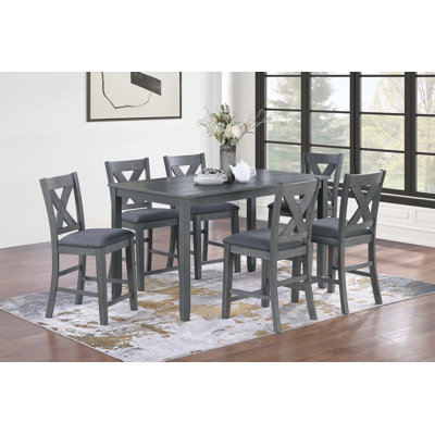 Carbonia 7-piece Gray Counter Height Dining Set With 6 Chairs
