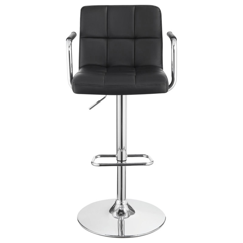 Tabouret de bar chromé réglable avec accoudoirs, Noir, noir, noir, noir