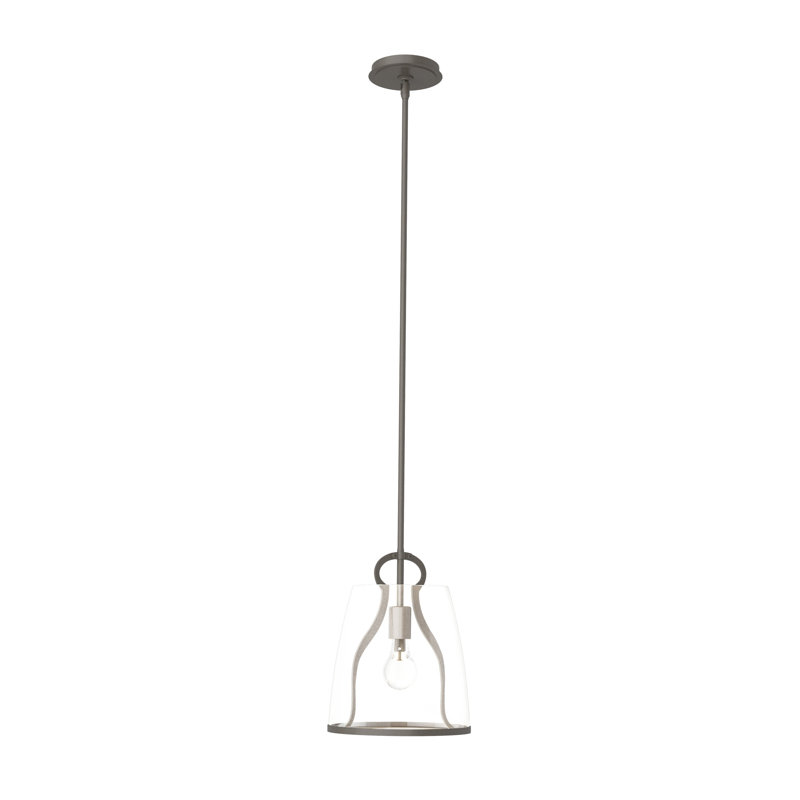 Luminaire suspendu en forme de dôme à 1 lumière Caliper, Fumée foncée, Transparent